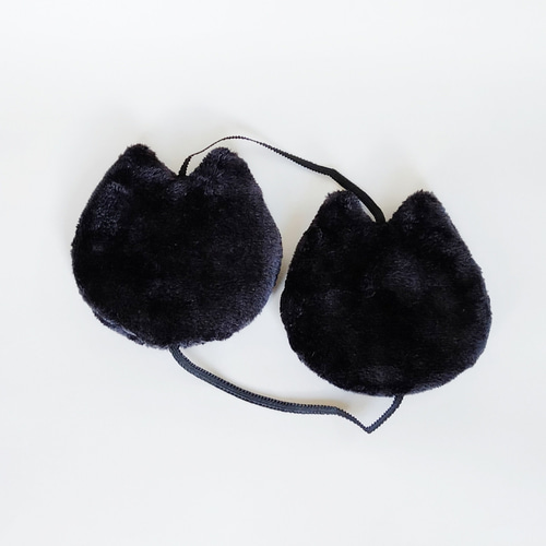 大人気！黒猫ふんわりあたたかイヤーマフ 耳あて イヤーウォーマー