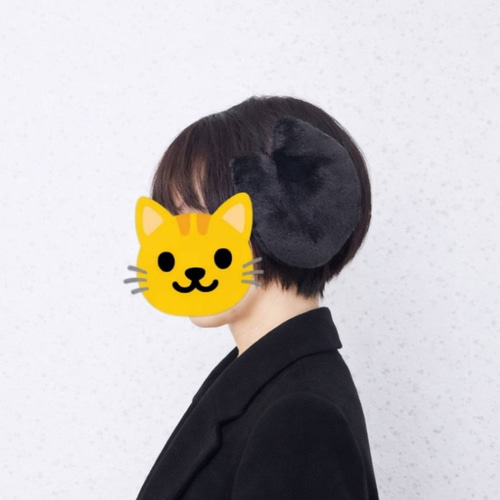 大人気！黒猫ふんわりあたたかイヤーマフ 耳あて イヤーウォーマー