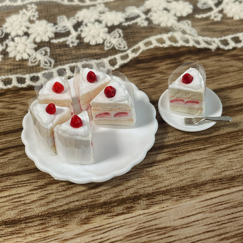 いちごのショートケーキケーキ 6ピース ミニチュアスイーツ その他置物