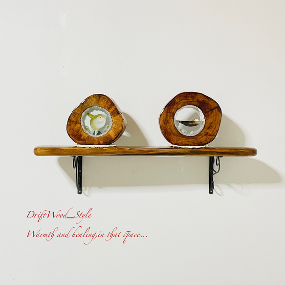 流木インテリア 味わいある流木板のウォールシェルフ ラック フォト ディスプレイ ウォールデコ 壁掛け 棚 北欧 N1 3枚目の画像