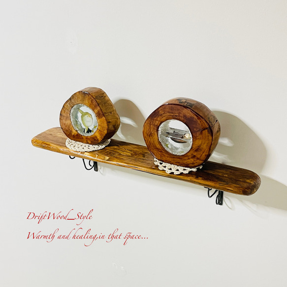 流木インテリア 味わいある流木板のウォールシェルフ ラック フォト ディスプレイ ウォールデコ 壁掛け 棚 北欧 N1 5枚目の画像