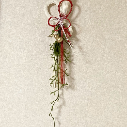 翌日迄に発送】＂金色の瓢箪と神聖なヒカゲノカズラの紅白水引の