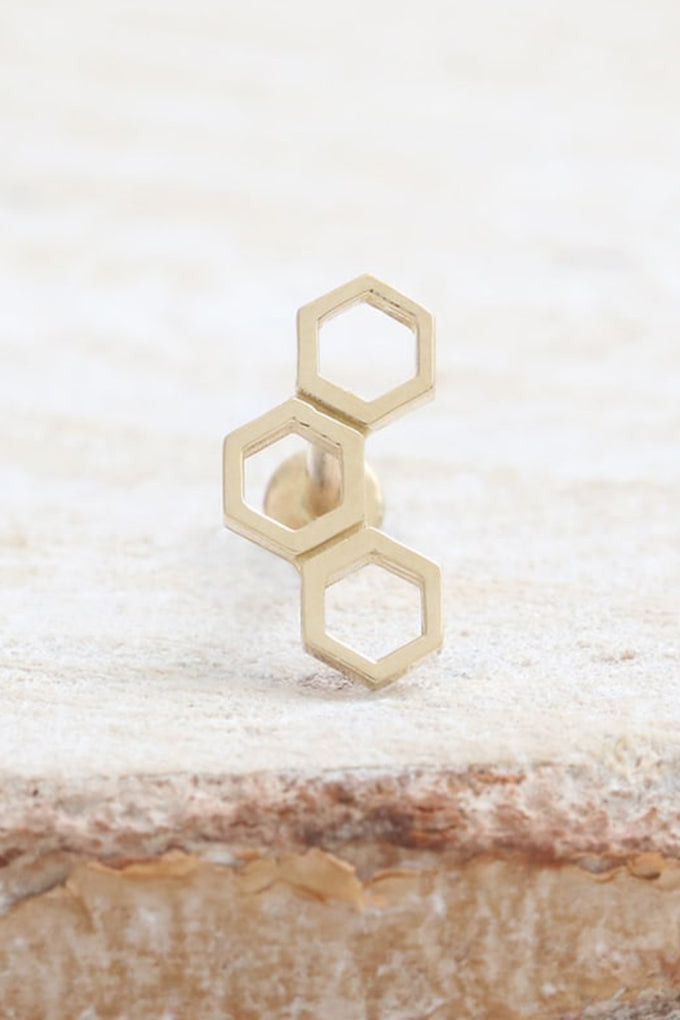 14K金 ゴールド ハチの巣 ヘリックス 軟骨 アンチトラガス アウター インナーコンク イヤリング ピアス ラブレット 9,613円