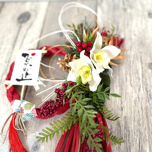 しめ縄 飾り リース 土台 正月 造花 飾り方 手作り 玄関 花 インテリア