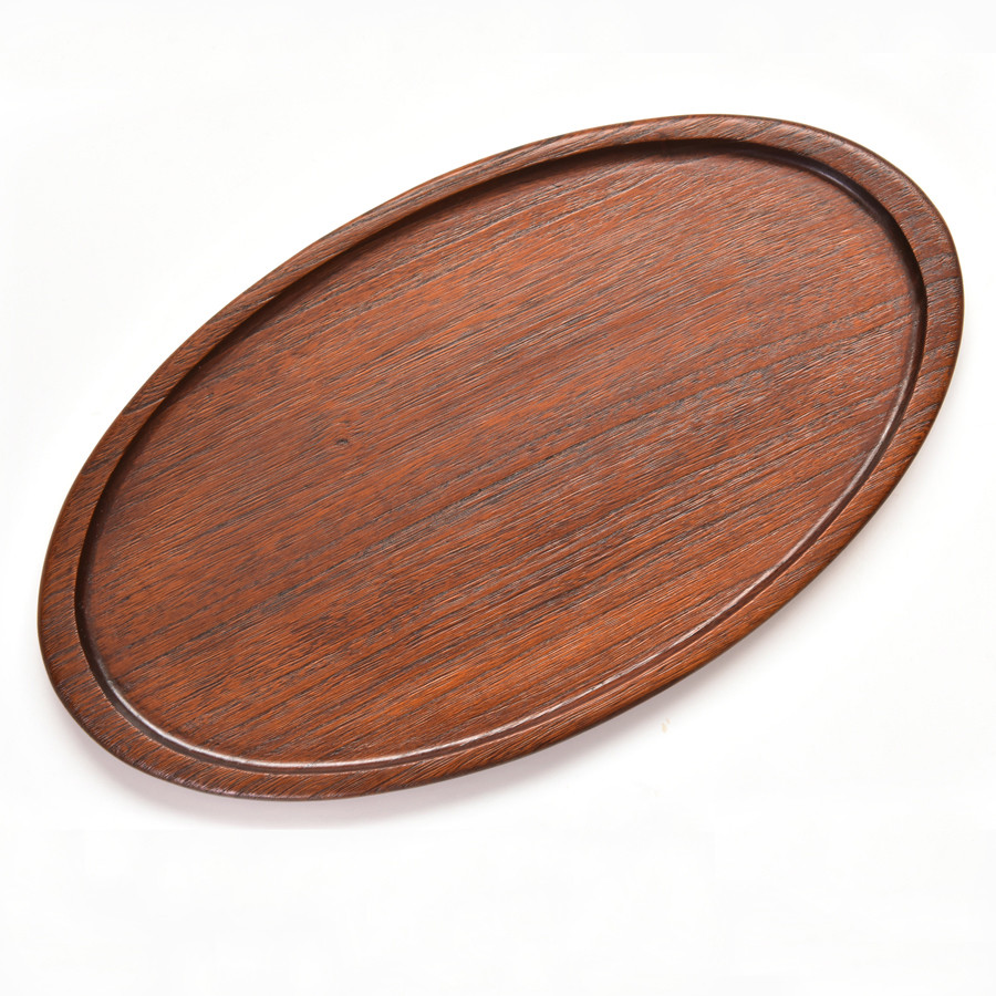 木製・楕円盆・桐・茶　(品番001-0750)