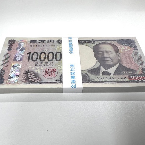 ダミー紙幣100万円札束 100枚すべて印刷 金融機関共通帯封 1束