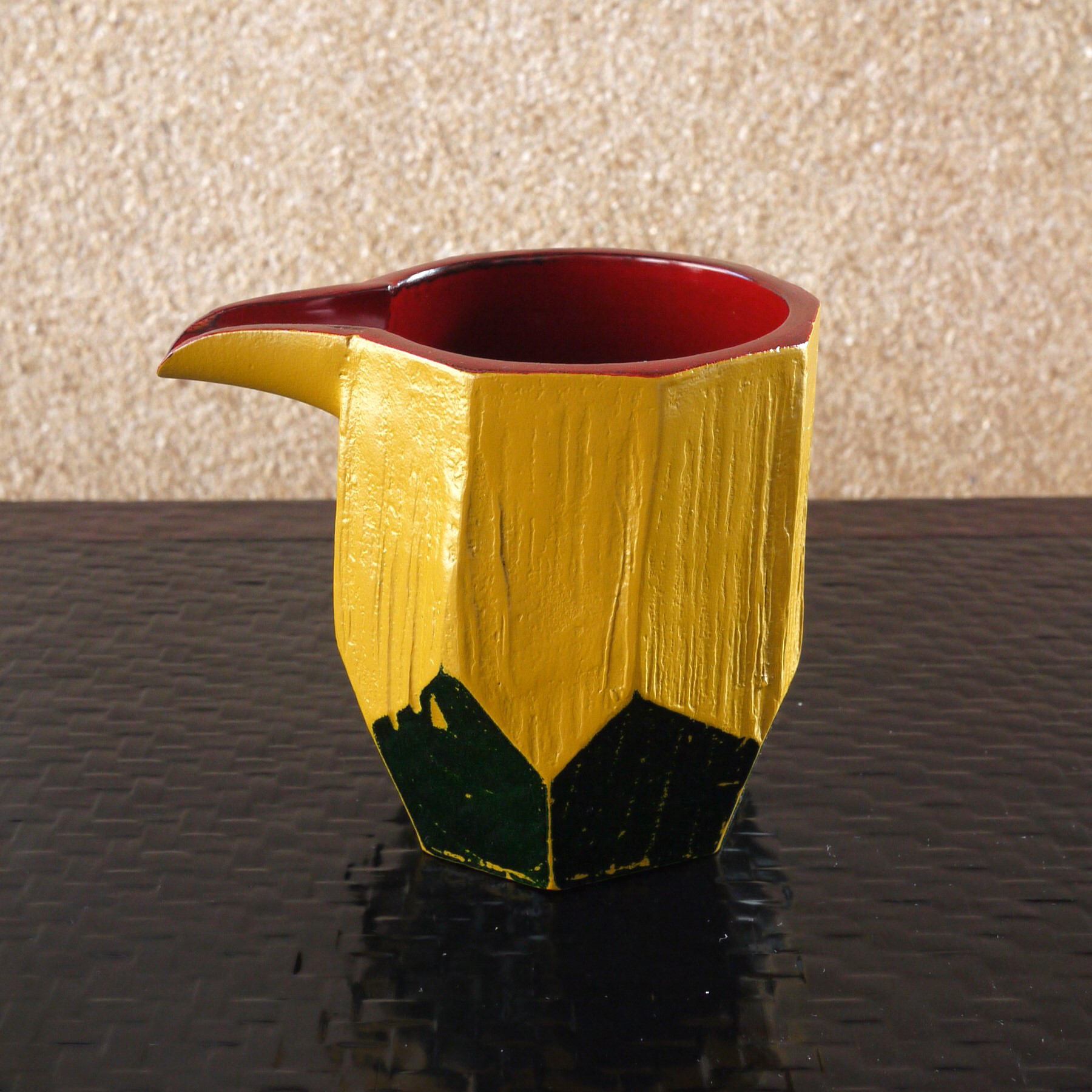 【漆】片口　多角形型／レモンイエロー