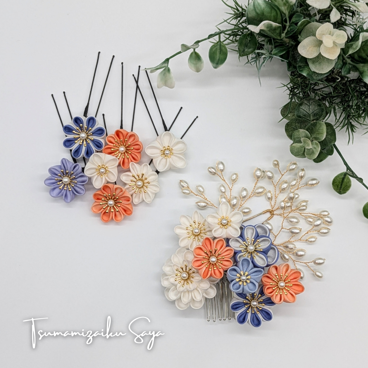 つまみ細工 髪飾り 成人式用髪飾り 前撮り さがり ピンク 和装  卒業式 ppl-2