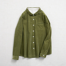 【SALE】初秋から秋冬まで  コーデュロイ生地の長袖ブラウス  コットン100% 8枚目の画像
