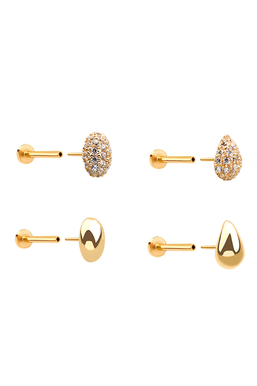 14K金 ゴールド 楕円形の ヘリックス 軟骨 アンチトラガス アウター インナーコンク イヤリング ピアス ラブレット