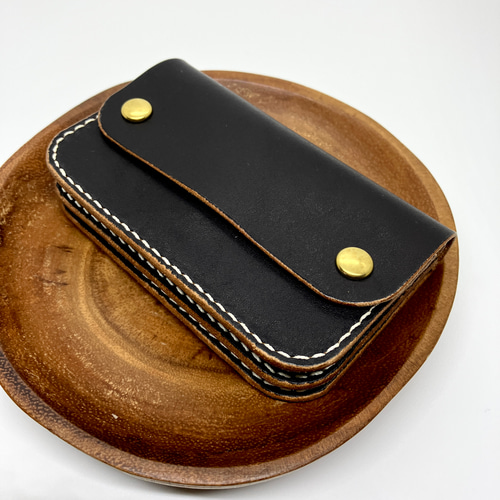 リトルトラッカー】国産ヌメ革 茶芯 ブラック 黒 手縫い その他ミニ