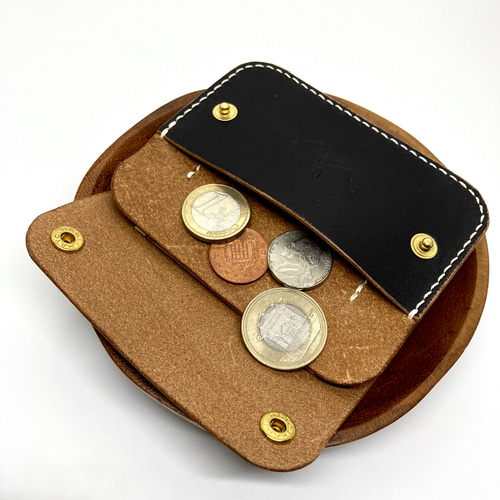 リトルトラッカー】国産ヌメ革 茶芯 ブラック 黒 手縫い その他ミニ