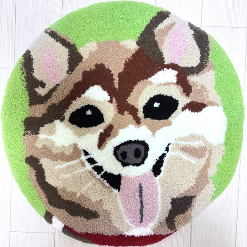 送料＆ギフト無料]直径30センチタフティング で作った「うちの子」の