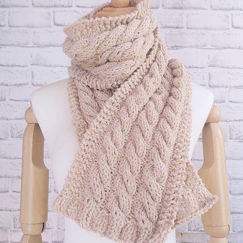 パターン入りマフラー ベージュ系 ベージュ系パターンマフラー