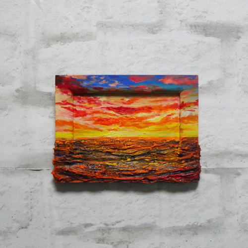 油絵 油彩 油彩画 絵 絵画 ミニ絵画【夕日の海】 絵画 HR 通販 油絵 油彩 油彩画 絵 絵画 ミニ絵画【夕日の海】 絵画 HR 通販