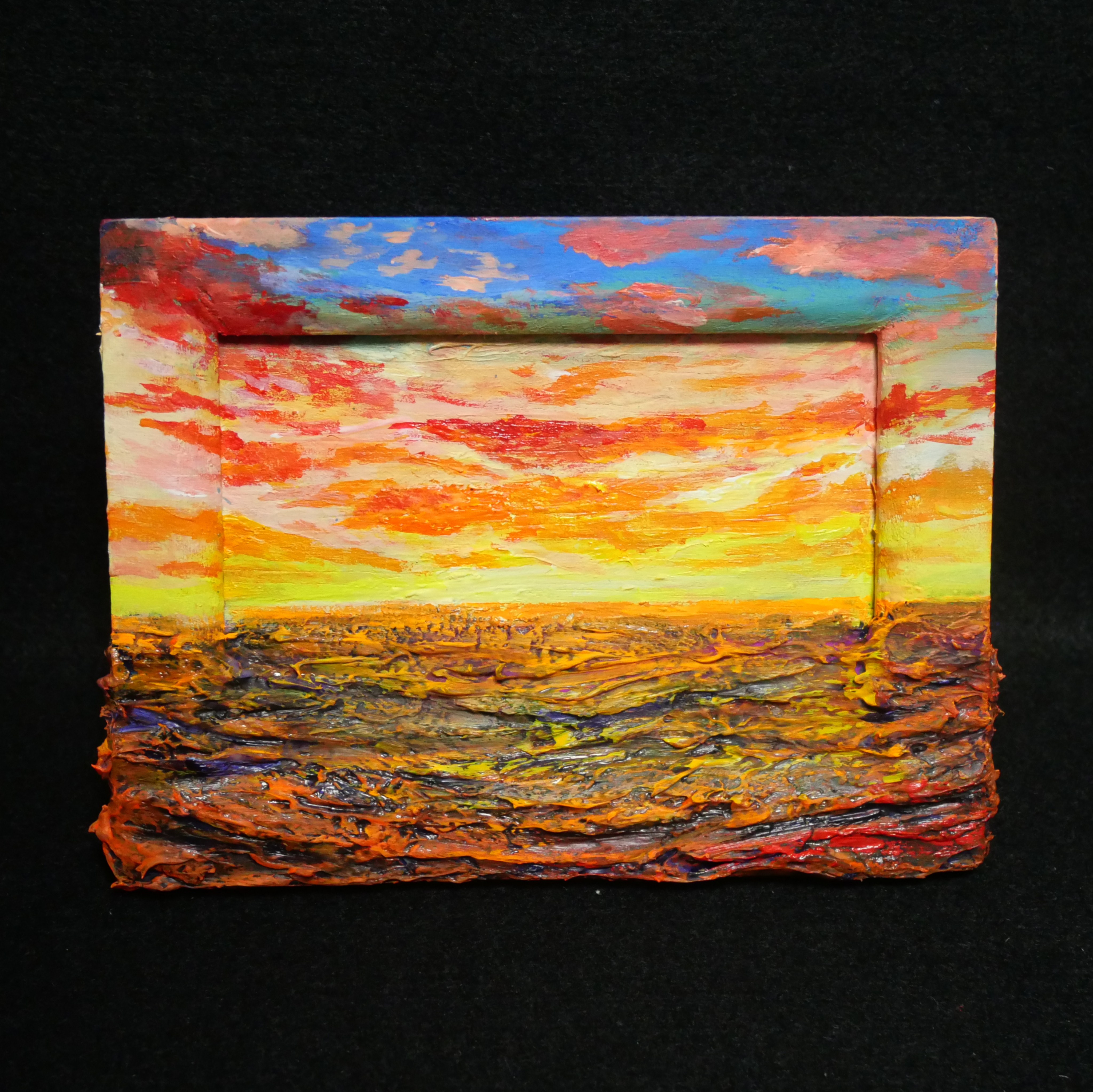 油絵 油彩 油彩画 絵 絵画 ミニ絵画【夕日の海】 絵画 HR 通販