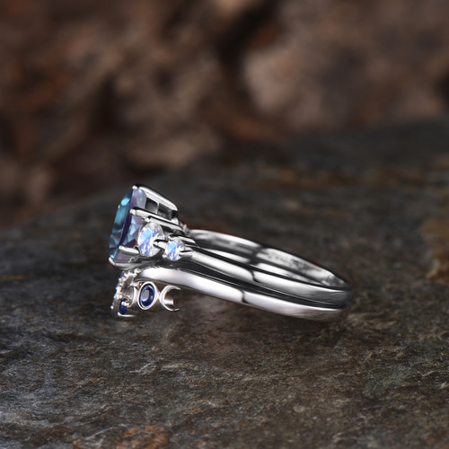 天然ブルーサファイア・レインボームーンストーン・シンセティックアレキサンドライト 天然ブルーサファイア・レインボームーンストーン