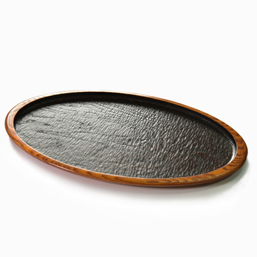 木製・ハツリ楕円盆・山栗・拭き漆 (品番001-0750) 大皿 工人舎 通販