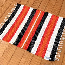 裂き織り」 ラグマット 【ネイビー✽レッド】 カーペット・絨毯・ラグ