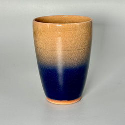 虫明焼 灰釉彩貫入盃(黒井博史作) ブルー 食器 ガラス 陶器 焼物 酒器