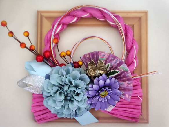 しめ縄リース　ピンクダリア　金扇　水引 しめ縄リース ピンクダリア 金扇 水引 楽天市場】2025 正月飾り ピンク