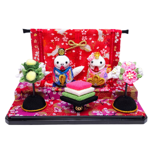 2025年新作】へび年版ひな人形（♂：青、♀：ピンク）【つまみ細工