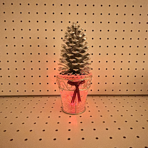 Ks 038 大王松ぼっくりイルミネーションシルバークリスタルツリー