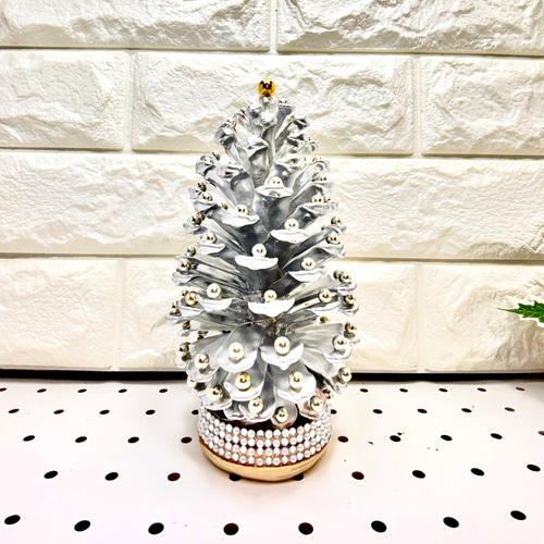 Ks 038 大王松ぼっくりイルミネーションシルバークリスタルツリー