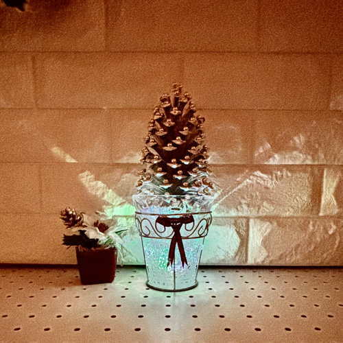 Ks 038 大王松ぼっくりイルミネーションシルバークリスタルツリー