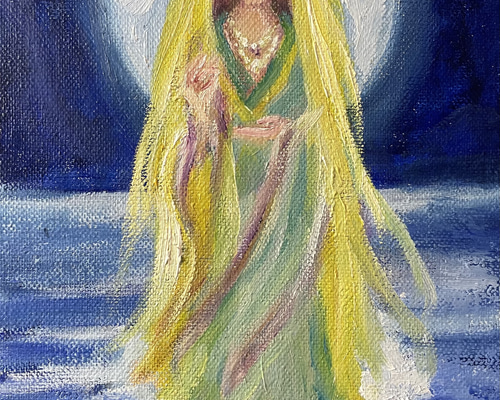 三十三観音『水月観音』油彩 絵画 アトリエ風の通☆Etsuki Misu 通販