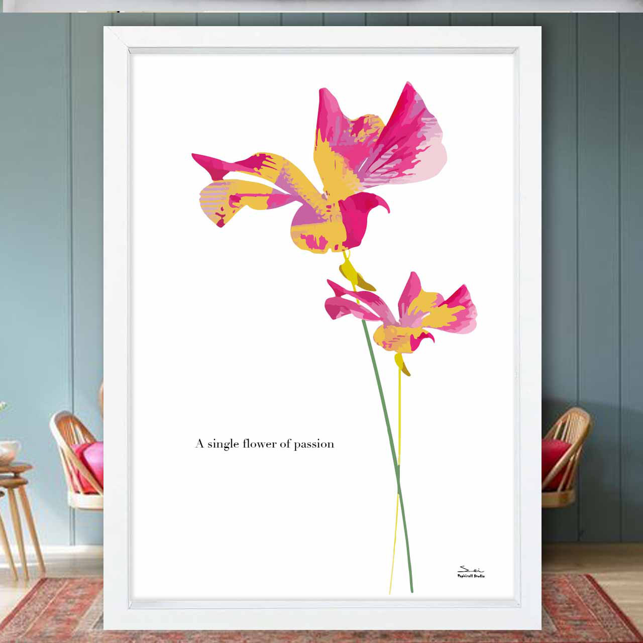 情熱の一輪　花　お気に入り8000件突破　イラスト　ポスター　A4 A3 A2 A1　アート  アートポスター　3232