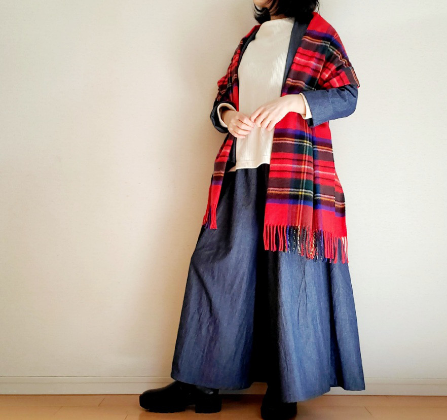 着回せる♡岡山デニム♡ゆったりなのにすっきり見えて楽ちん♪大人の柔らかジャケットwool &cotton セットアップも
