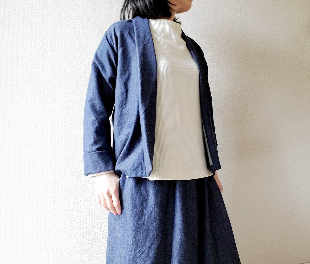 着回せる♡岡山デニム♡ゆったりなのにすっきり見えて楽ちん♪大人の柔らかジャケットwool &cotton セットアップも