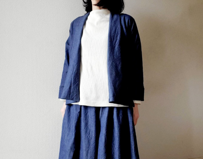 着回せる♡岡山デニム♡ゆったりなのにすっきり見えて楽ちん♪大人の柔らかジャケットwool &cotton セットアップも