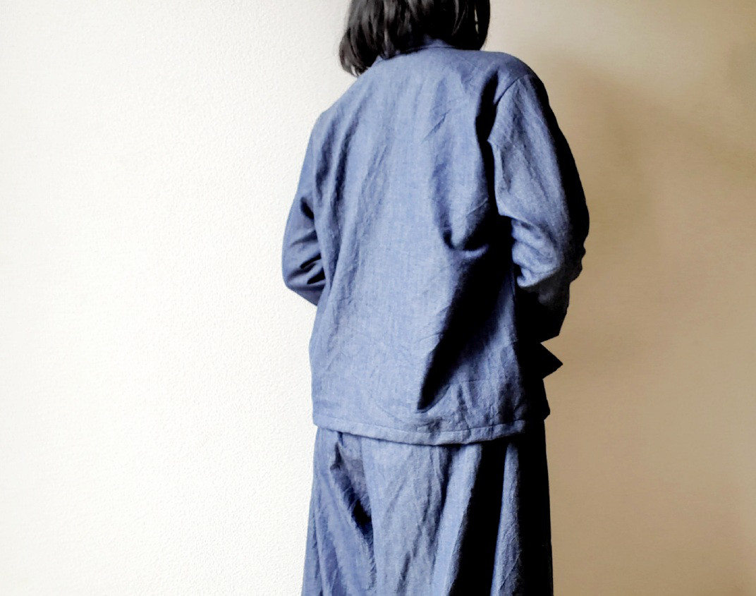 着回せる♡岡山デニム♡ゆったりなのにすっきり見えて楽ちん♪大人の柔らかジャケットwool &cotton セットアップも