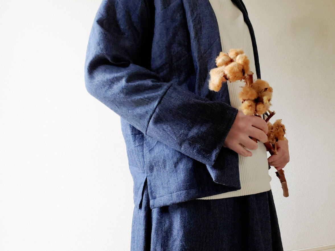 着回せる♡岡山デニム♡ゆったりなのにすっきり見えて楽ちん♪大人の柔らかジャケットwool &cotton セットアップも