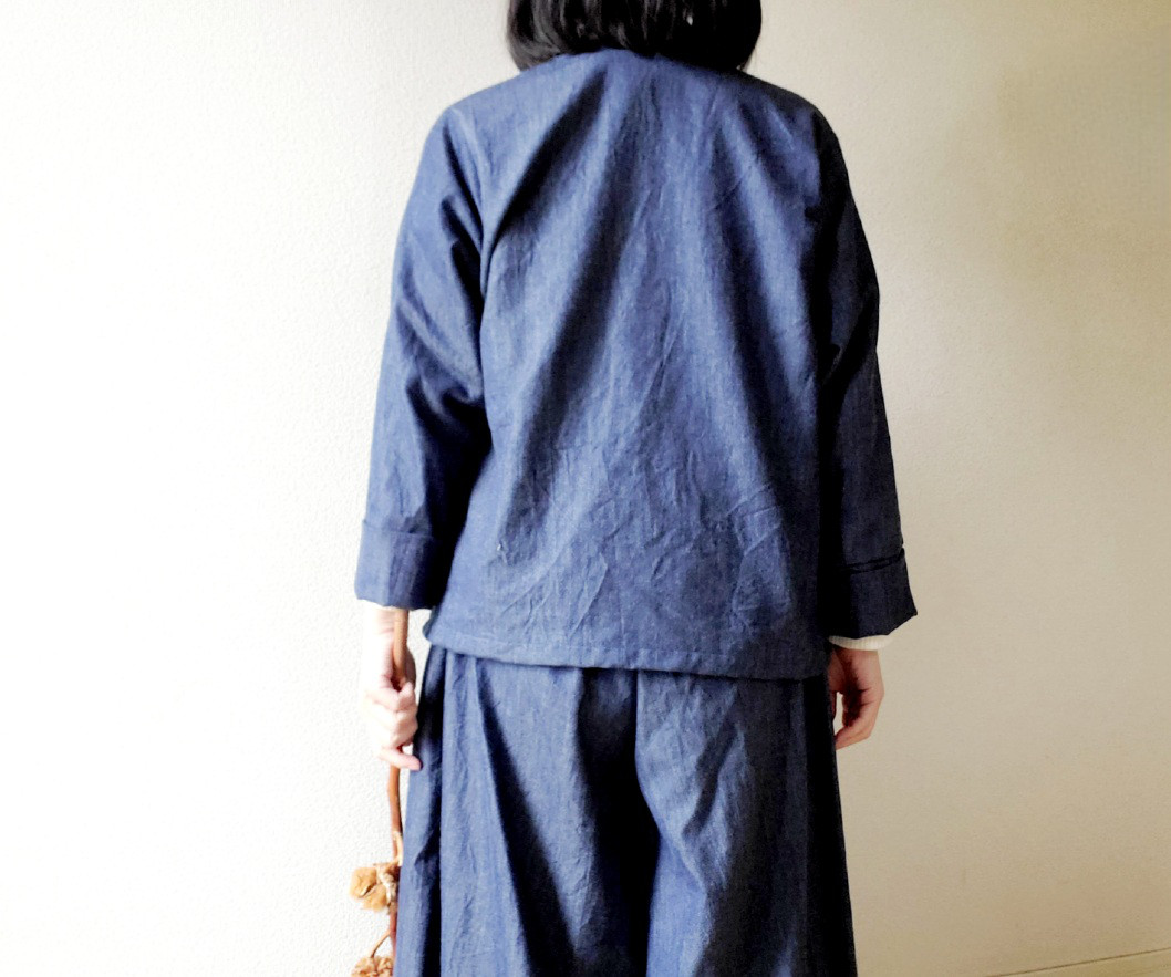 着回せる♡岡山デニム♡ゆったりなのにすっきり見えて楽ちん♪大人の柔らかジャケットwool &cotton セットアップも