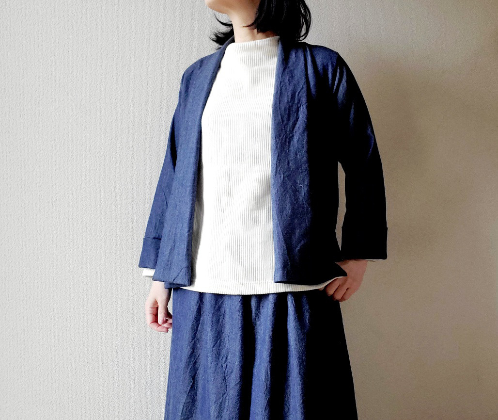 着回せる♡岡山デニム♡ゆったりなのにすっきり見えて楽ちん♪大人の柔らかジャケットwool &cotton セットアップもコットン ジャケット