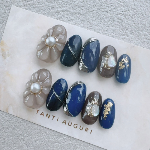 イベ紺 ネイルチップ 入学式 卒業式 結婚式 お呼ばれ ネイビー 披露宴