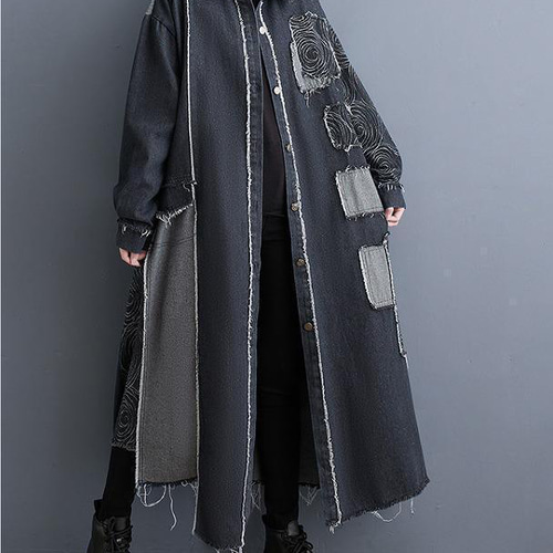 大きいサイズ レディース デニム ロング コート アウター 春