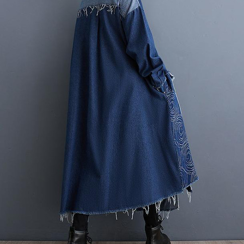大きいサイズ レディース デニム ロング コート アウター 春 秋冬 新品