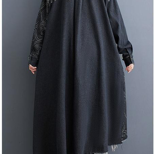 th products 黒 デニム ロングコート 背中デザイン入り th products 黒 デニム ロングコート 背中デザイン入り th