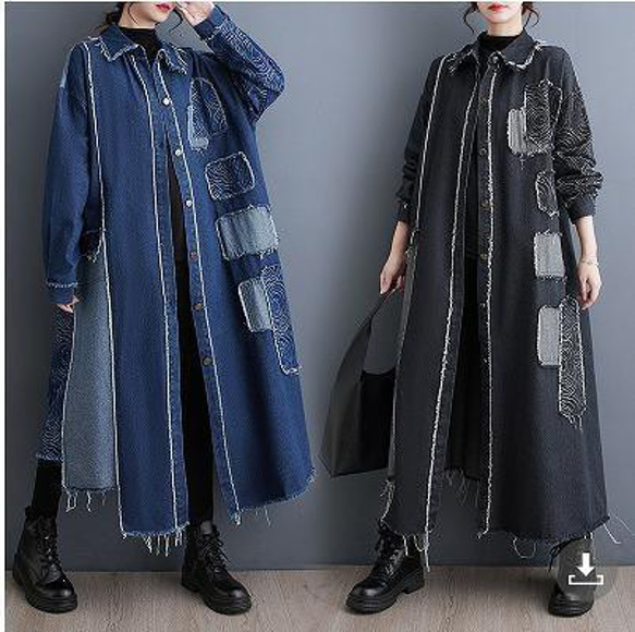 大きいサイズ レディース デニム ロング コート アウター 春 秋冬 新品