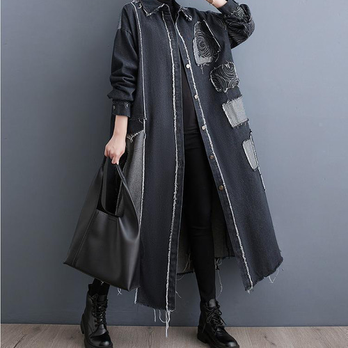 大きいサイズ レディース デニム ロング コート アウター 春