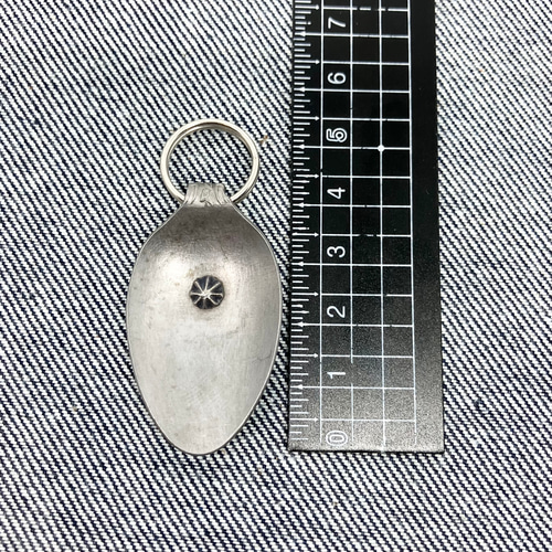 ヴィンテージ スプーン リメイク シルバー コンチョ付き キーホルダー