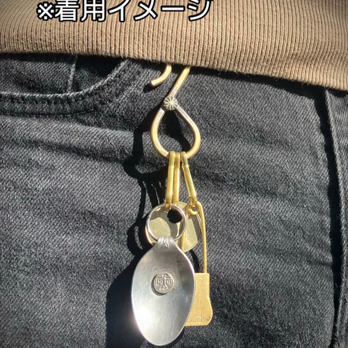 ヴィンテージ スプーン リメイク シルバー コンチョ付き キーホルダー