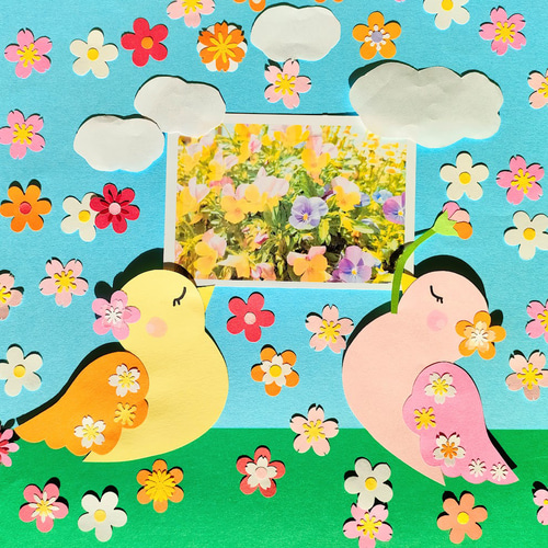 ラミネート可 色紙 手紙 壁面 アルバム 飾り パーツ ～麗らかな春の