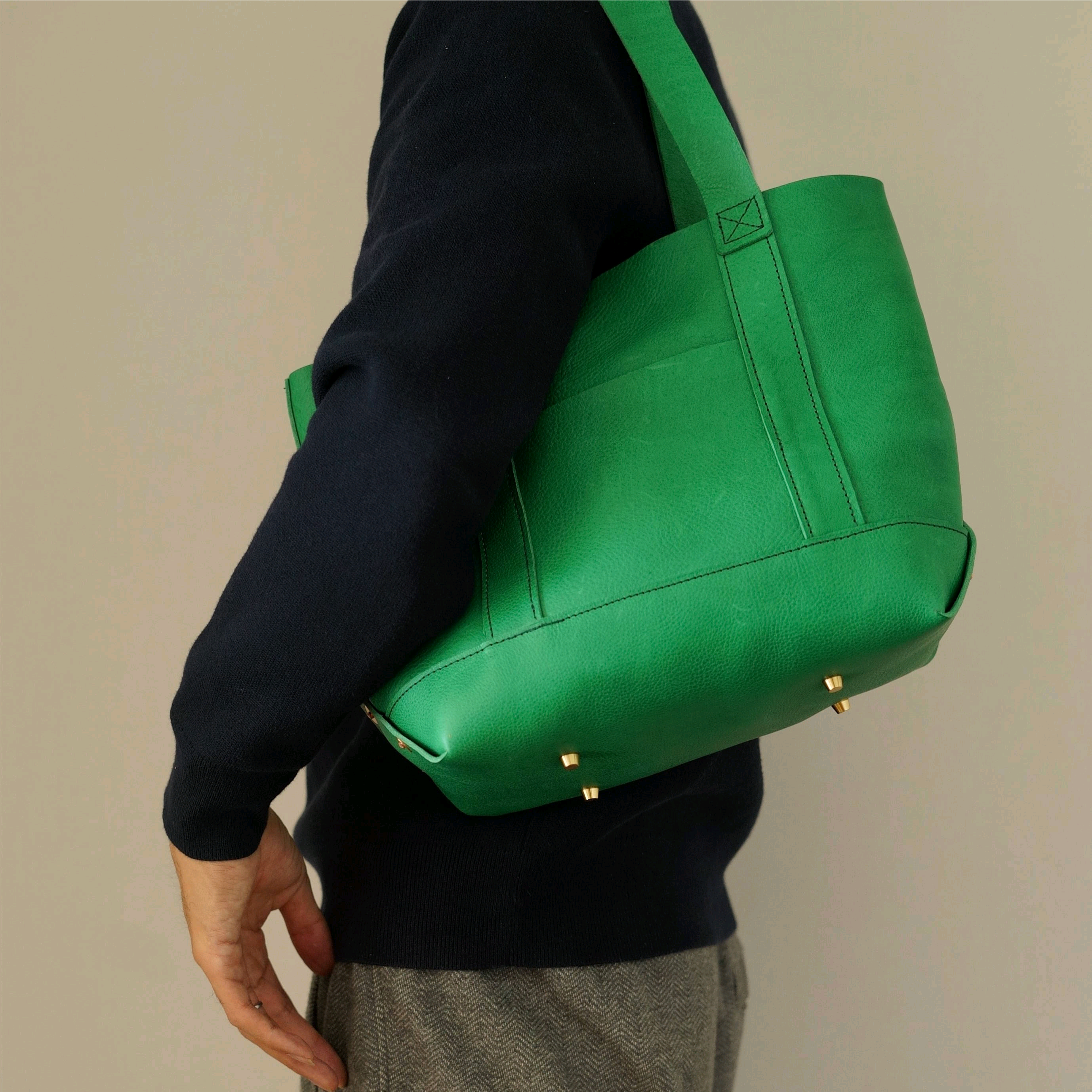 美品 伊勢丹 カタログ レザー トートバッグ カバン グリーン