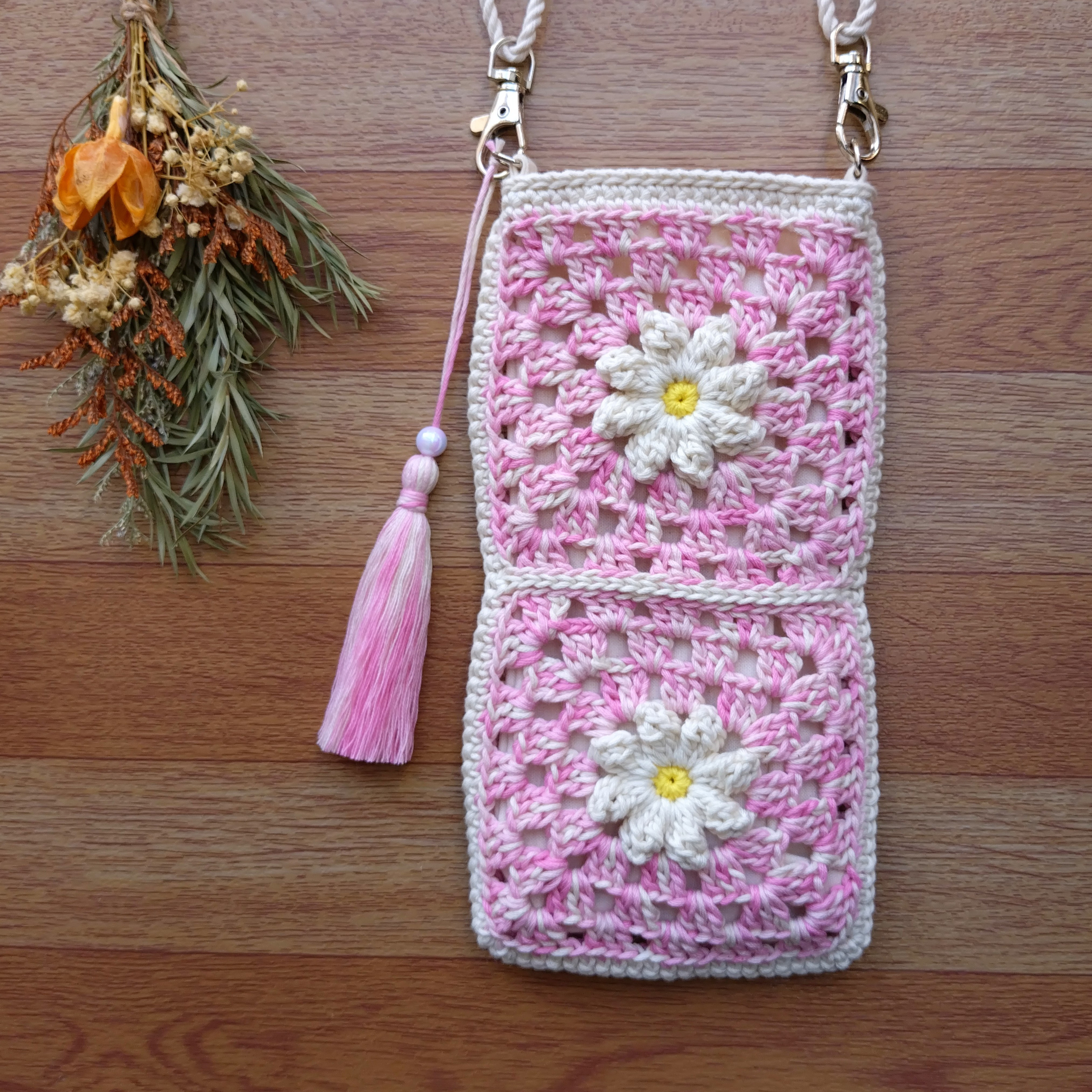 ¥1,500 手編み スマホショルダー スマホポーチ