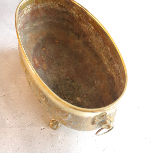 真鍮製 チェリー模様 アンティーク ジャルニディエール プランター